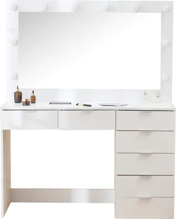 Sminkbord med spegel, belysning och förvaring - Vit - Products - Möbler - Bord & matgrupp - Sminkbord & toalettbord