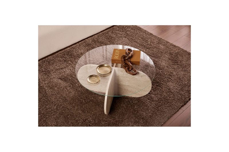 Soffbord Aeris 75 cm med Glasskiva - Travertin / Transparent - Products - Möbler - Bord & matgrupp - Soffbord