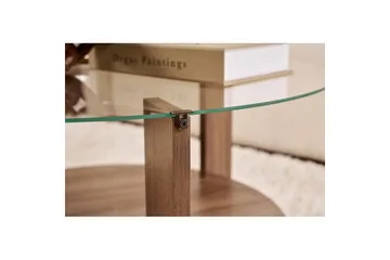 Soffbord Clara 75 cm med Glasskiva - Valnöt / Transparent - Products - Möbler - Bord & matgrupp - Soffbord