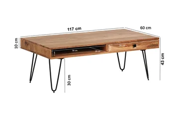 Langner Soffbord 60 cm med Förvaring 2 Lådor + Hyllor - Akacia/Svart - Products - Möbler - Bord & matgrupp - Soffbord - Soffbord med förvaring