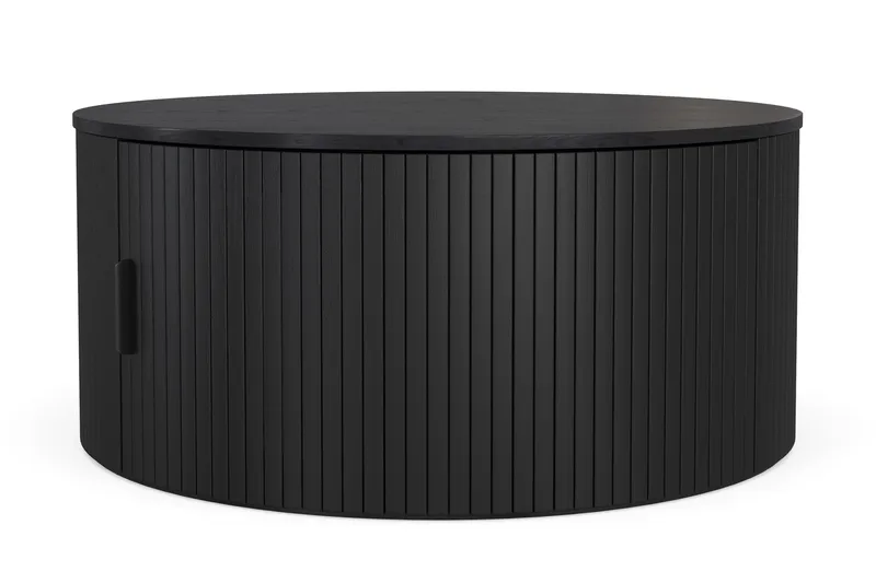 Noira Runt Soffbord 80 cm med Förvaring Ribbad - Svart / Trä - Products - Möbler - Bord & matgrupp - Soffbord - Soffbord med förvaring
