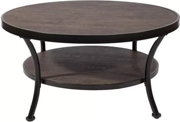 Soffbord mörkbetsad trä/svart Ø91 cm - Manilla - Mörkbetsad trä/svart - Products - Möbler - Bord & matgrupp - Soffbord - Soffbord med förvaring