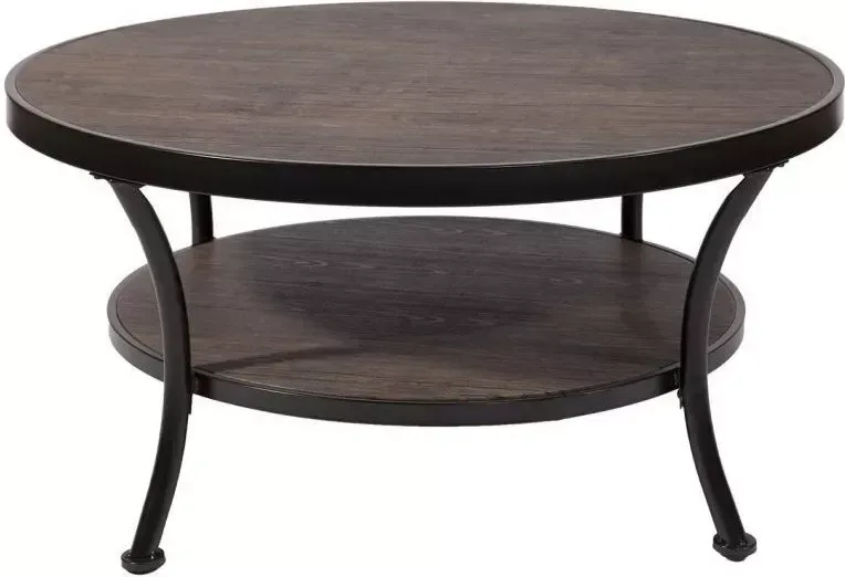 Soffbord mörkbetsad trä/svart Ø91 cm - Manilla, Mörkbetsad trä/svart