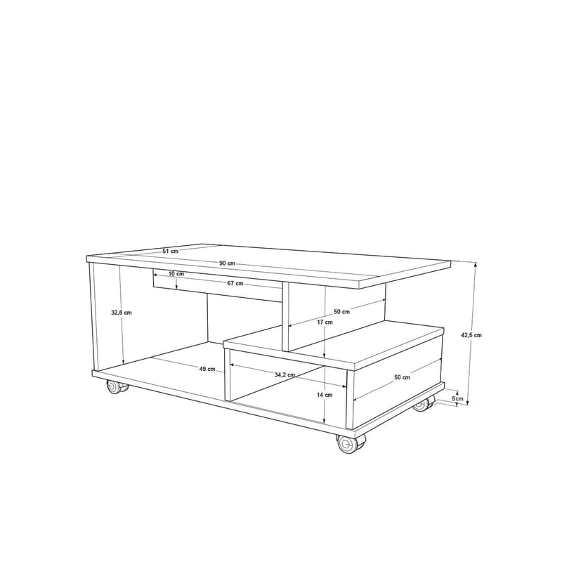 Solven Soffbord 90x42,5x51 cm - Ek - Products - Möbler - Bord & matgrupp - Soffbord - Soffbord med hjul