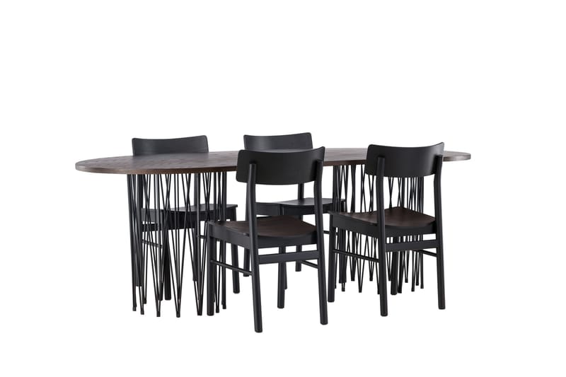 Stone Matgrupp + 4 Montros stolar Oval - Svart/Mocca - Products - Möbler - Bord & matgrupp - Matgrupp