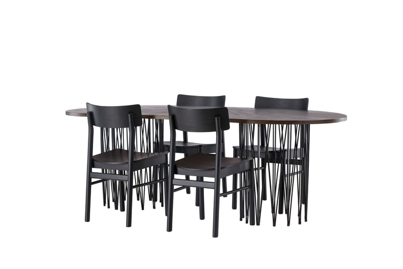 Stone Matgrupp + 4 Montros stolar Oval - Svart/Mocca - Products - Möbler - Bord & matgrupp - Matgrupp