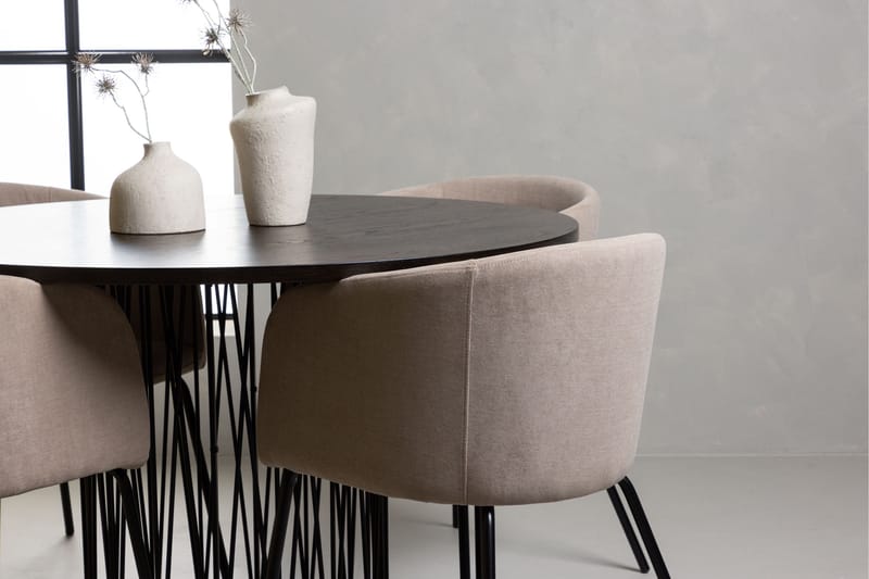 Stone Matgrupp 120 cm Rund med 4 Berit stolar - Beige - Products - Möbler - Bord & matgrupp - Matgrupp
