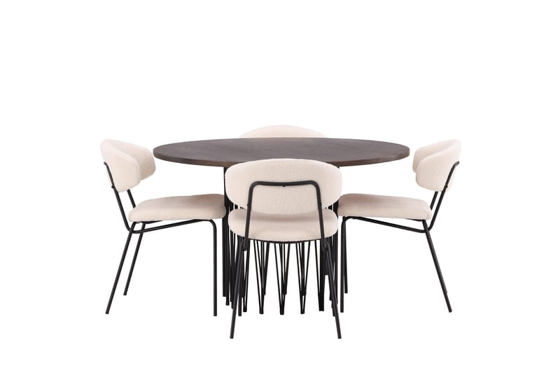 Stone Matgrupp 120 cm Rund med 4 Chico Stolar - Svart - Products - Möbler - Bord & matgrupp - Matgrupp