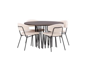 Stone Matgrupp 120 cm Rund med 4 Chico Stolar - Svart - Products - Möbler - Bord & matgrupp - Matgrupp