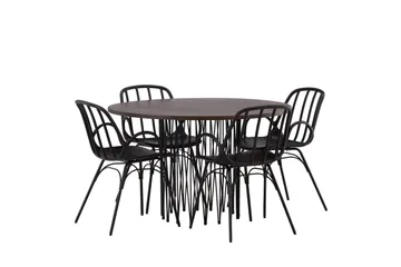 Stone Matgrupp 120 cm Rund med 4 Dyrön stolar - Svart - Products - Möbler - Bord & matgrupp - Matgrupp