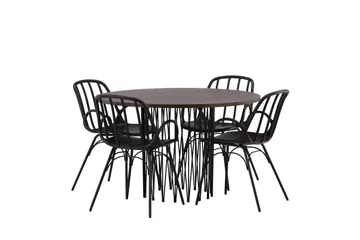 Stone Matgrupp 120 cm Rund med 4 Dyrön stolar - Svart - Products - Möbler - Bord & matgrupp - Matgrupp