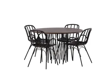 Stone Matgrupp 120 cm Rund med 4 Dyrön stolar - Svart - Products - Möbler - Bord & matgrupp - Matgrupp