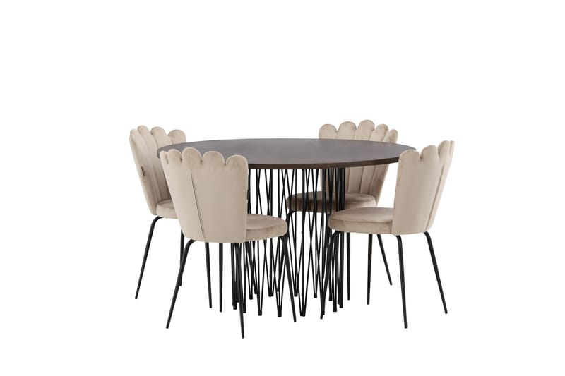 Stone Matgrupp 120 cm Rund med 4 Limhamn stolar - Beige - Products - Möbler - Bord & matgrupp - Matgrupp