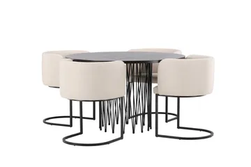 Stone Matgrupp 120 cm Rund med 4 Simrishamn stolar - Beige - Products - Möbler - Bord & matgrupp - Matgrupp