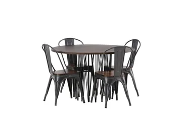 Stone Matgrupp 120 cm Rund med 4 Tempe stolar - Mocca - Products - Möbler - Bord & matgrupp - Matgrupp