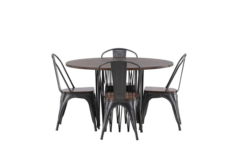 Stone Matgrupp 120 cm Rund med 4 Tempe stolar - Mocca - Products - Möbler - Bord & matgrupp - Matgrupp