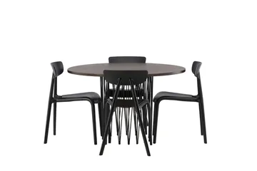 Stone Matgrupp 120 cm Rund med 4 Ursholmen stolar - Svart - Products - Möbler - Bord & matgrupp - Matgrupp
