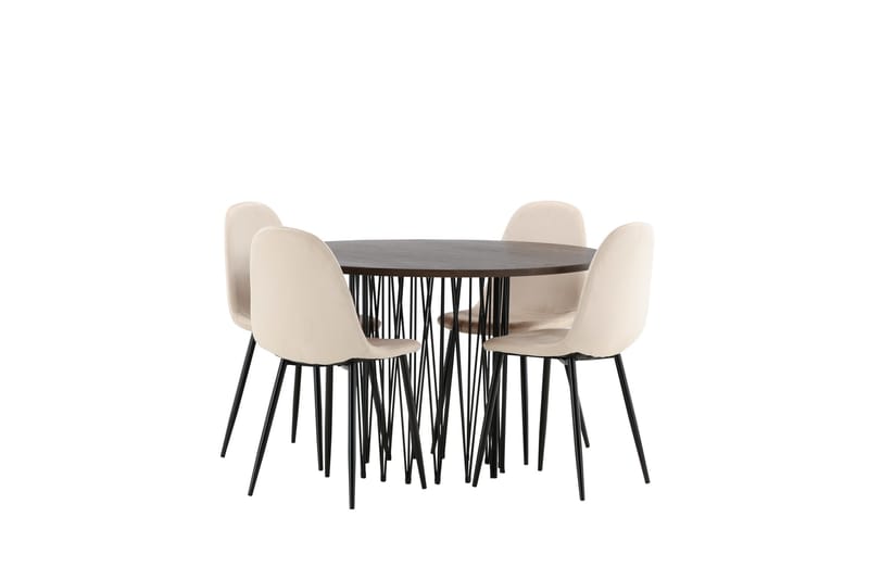 Stone Matgrupp 120 cm Rund med 4 Polar stolar - Beige - Products - Möbler - Bord & matgrupp - Matgrupp