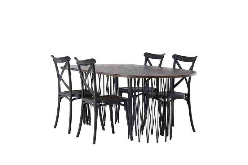 Stone Matgrupp 220 cm Oval med 4 Crosett stolar - Svart - Products - Möbler - Bord & matgrupp - Matgrupp