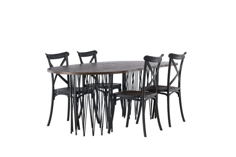 Stone Matgrupp 220 cm Oval med 4 Crosett stolar - Svart - Products - Möbler - Bord & matgrupp - Matgrupp