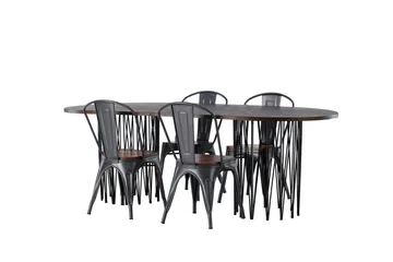 Stone Matgrupp 220 cm Oval med 4 Tempe stolar - Mocca - Products - Möbler - Bord & matgrupp - Matgrupp