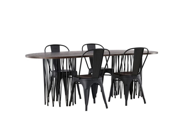 Stone Matgrupp 220 cm Oval med 4 Tempe Stolar - Svart - Products - Möbler - Bord & matgrupp - Matgrupp