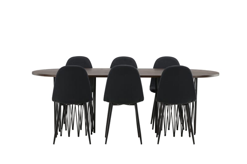 Stone Matgrupp 220 cm Oval med 6 Polar stolar - Svart - Products - Möbler - Bord & matgrupp - Matgrupp