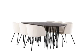 Stone Matgrupp 220 cm Rektangulär med 6 Berit stolar - Beige - Products - Möbler - Bord & matgrupp - Matgrupp