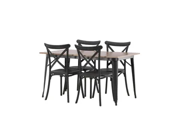 Tempe Matgrupp 140 cm Rektangulär med 4 Crosett stolar - Svart - Products - Möbler - Bord & matgrupp - Matgrupp