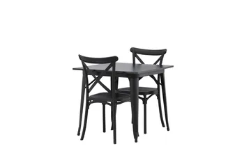 Tempe Matgrupp 80 cm Rektangulär med 2 Crosett stolar - Svart - Products - Möbler - Bord & matgrupp - Matgrupp