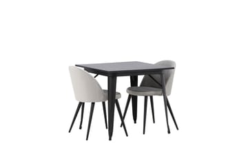 Tempe Matgrupp 80 cm Rektangulär med 2 Velvet stolar - Svart - Products - Möbler - Bord & matgrupp - Matgrupp