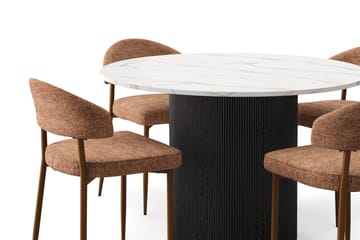 Uppveda Matbord 120 cm Rund med 4 st Jairam Matstolar - Svart/Vit - Products - Möbler - Bord & matgrupp - Matgrupp