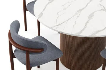 Uppveda Matbord 120 cm Rund med 4 st Jaiveer Matstolar - Brun - Products - Möbler - Bord & matgrupp - Matgrupp