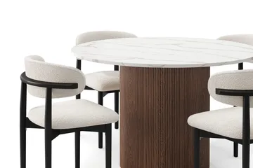 Uppveda Matbord 120 cm Rund med 4 st Jaiveer Matstolar - Brun - Products - Möbler - Bord & matgrupp - Matgrupp