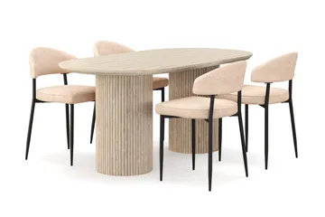 Uppveda Matbord Travetin utseende med 4 st Jairam Matstolar - Beige - Products - Möbler - Bord & matgrupp - Matgrupp