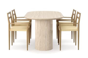Uppveda Matbord Travetin utseende med 4 st Jamna Karmstolar - Beige - Products - Möbler - Bord & matgrupp - Matgrupp