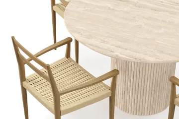 Uppveda Runt Matbord 120cm Travetin utseende med 4 st Jamna Karmstolar - Beige - Products - Möbler - Bord & matgrupp - Matgrupp