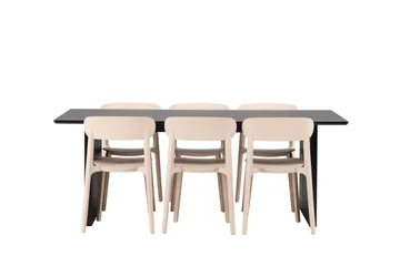 Vail Matgrupp 200 cm Rektangulär med 6 Åstol stolar - Svart - Products - Möbler - Bord & matgrupp - Matgrupp