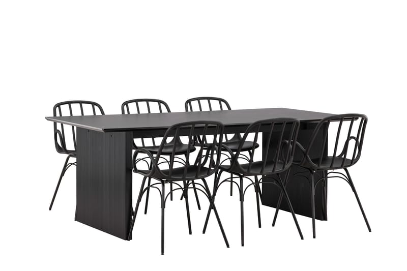 Vail Matgrupp 200 cm Rektangulär med 6 Dyrön stolar - Svart - Products - Möbler - Bord & matgrupp - Matgrupp