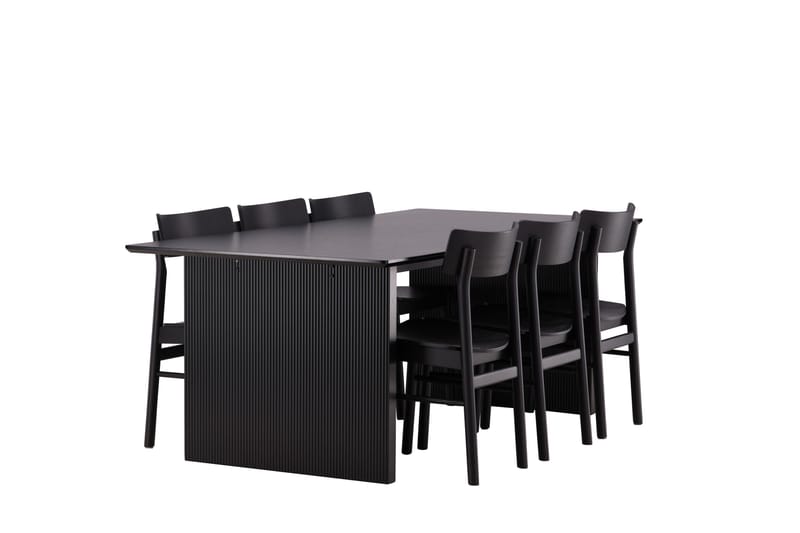 Vail Matgrupp 200 cm Rektangulär med 6 Montros stolar - Svart - Products - Möbler - Bord & matgrupp - Matgrupp