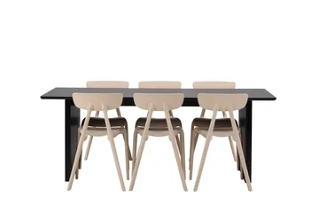 Vail Matgrupp 200 cm Rektangulär med 6 Ursholmen stolar, Beige
