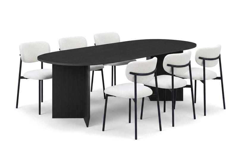 Vera Matgrupp rektangulärt 220 cm Svart med 6 Lucy Matstolar - Svart - Products - Möbler - Bord & matgrupp - Matgrupp