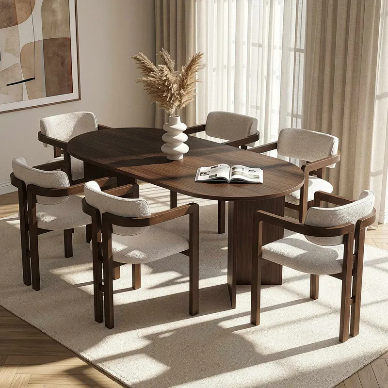 Vintar Matbord- och stolset 180x75x90 cm 7 delar - Milano Walnut, Dark Walnut, vit - Products - Möbler - Bord & matgrupp - Matgrupp