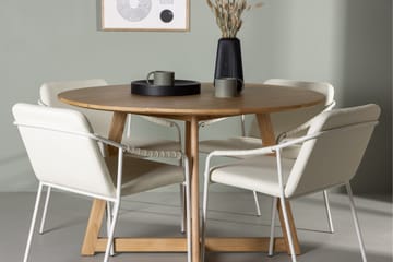 Yakidon Matgrupp 120 cm Rund med 4 Tvista stolar - Beige - Products - Möbler - Bord & matgrupp - Matgrupp