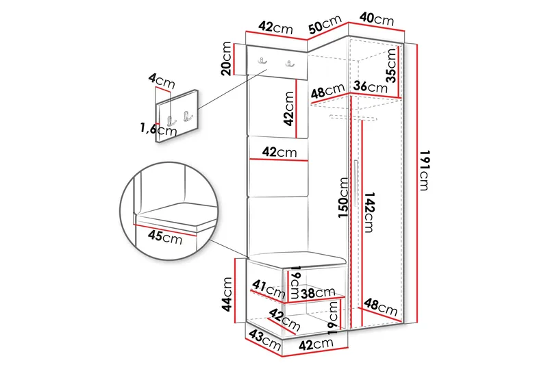 Farosa Hallmöbelset - Vit - Products - Möbler - Hallmöbler - Möbelset för hall & entre
