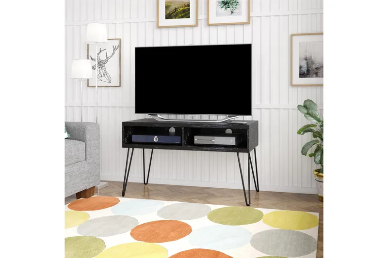 Athena Tv-bänk 107x50 cm Svart/Marmormönster - Novogratz - Products - Möbler - TV- & Mediamöbler - TV bänk & mediabänk