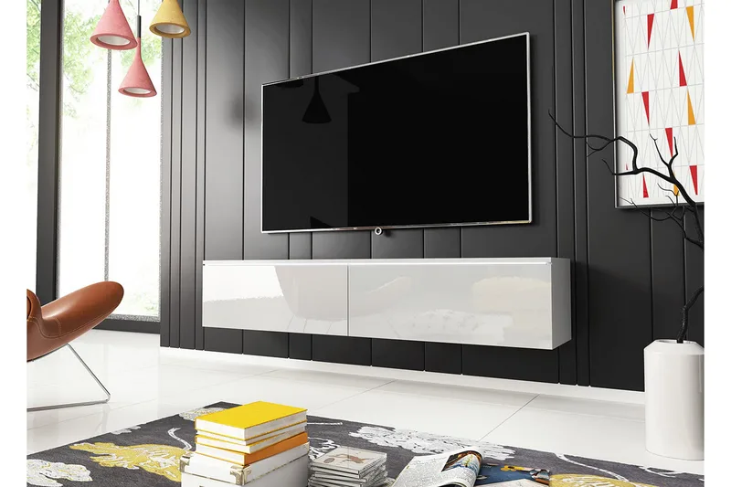 Cuguen TV-bänk 140x32x30 cm - Vit - Products - Möbler - TV- & Mediamöbler - TV-skåp