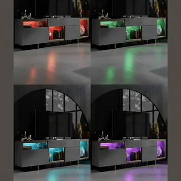 Denvar TV-bänk 180x55x32 cm - antracit och guld - Products - Möbler - TV- & Mediamöbler - TV bänk & mediabänk