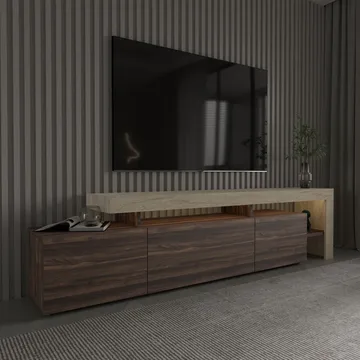 Jurukovo TV-bänk 192x53x37 cm - Travertin, valnöt - Products - Möbler - TV- & Mediamöbler - TV bänk & mediabänk