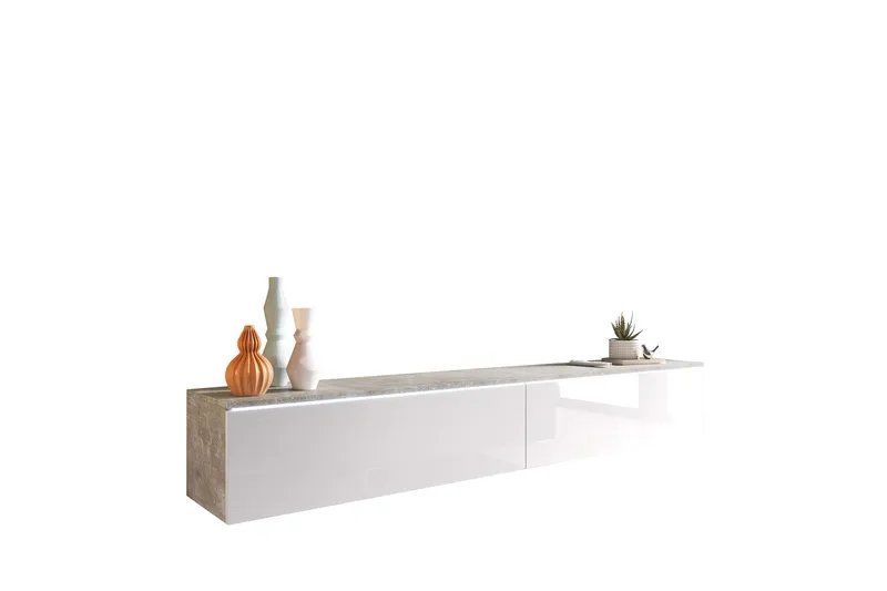 Kanak Tv-bänk 180 cm, Grå/Vit